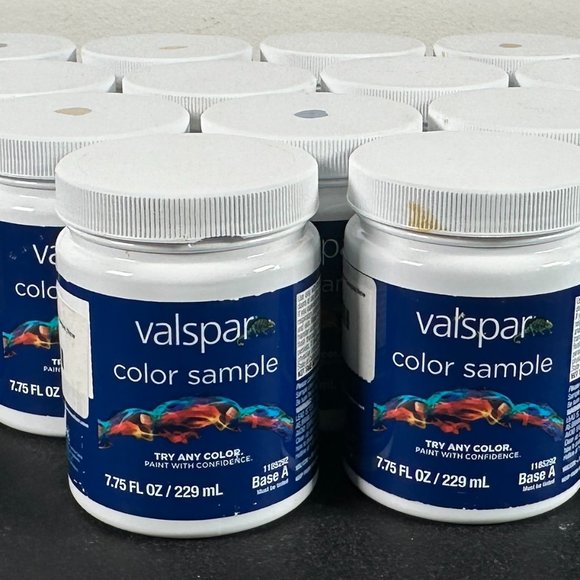 Lot of 27 Valspar Half-Pint Latex Paint Satin Sheen Color Samples -Large Variety - Picture 1 of 11